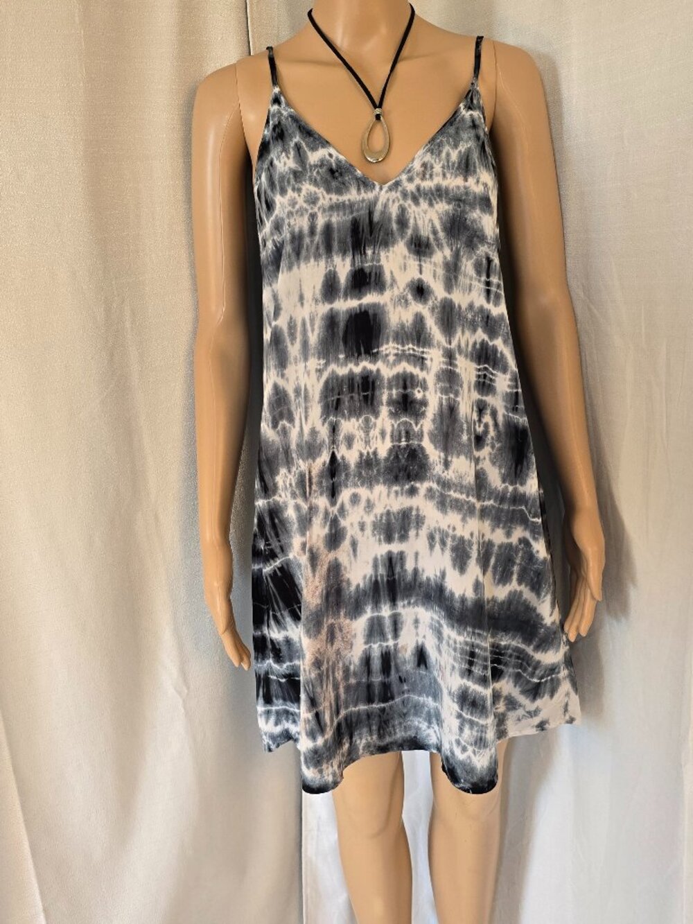 Graham & Spencer Black & White Spaghetti Strap Tie Dye Summer Dress Size Small
